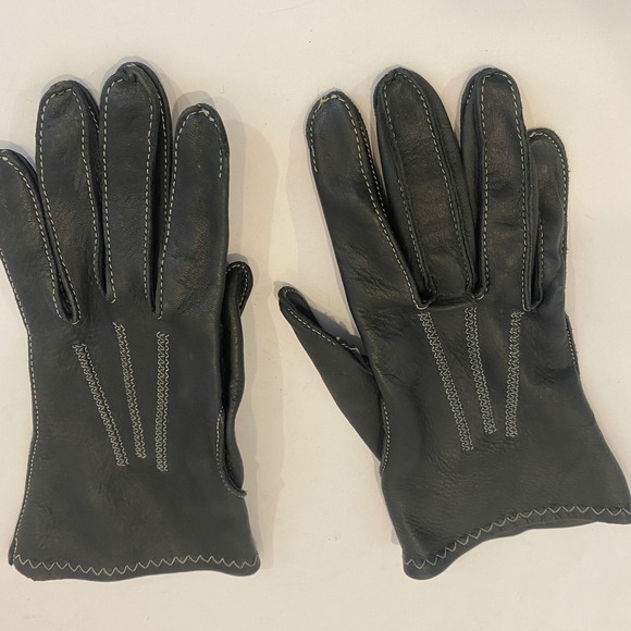 Taxidermy Accessories - Taxidermy Studios Deerskin Leather Gloves Womens 6.5 Contrast Stitch Cadet